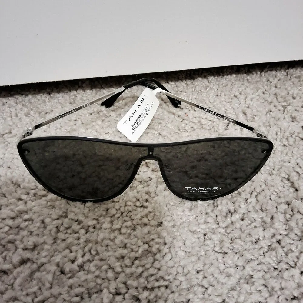 Tahari Women's Rimless Shield 100% UV Protection Sunglasses Dark Lenses NWT